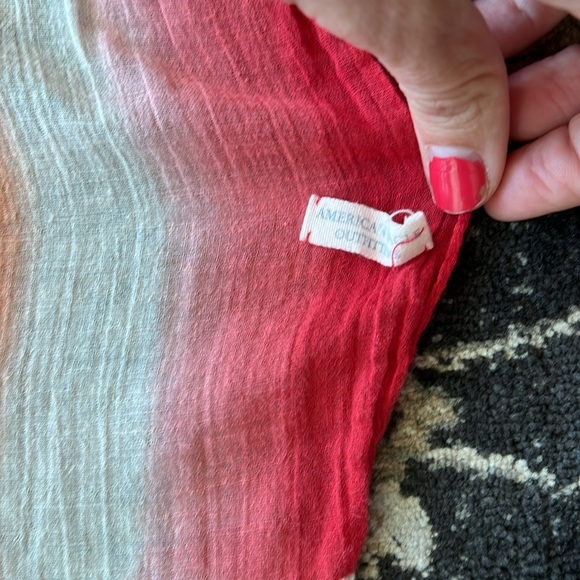 American Eagle orange, white and red scarf with fringe - Picture 3 of 4